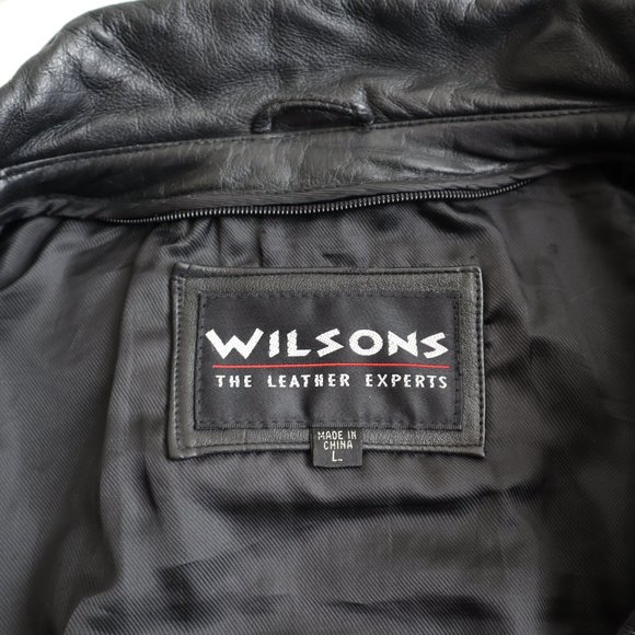 Wilson Men's Leather Vintage Coat Jacket, Genuine Black Leather Jacket, Large - Picture 3 of 15